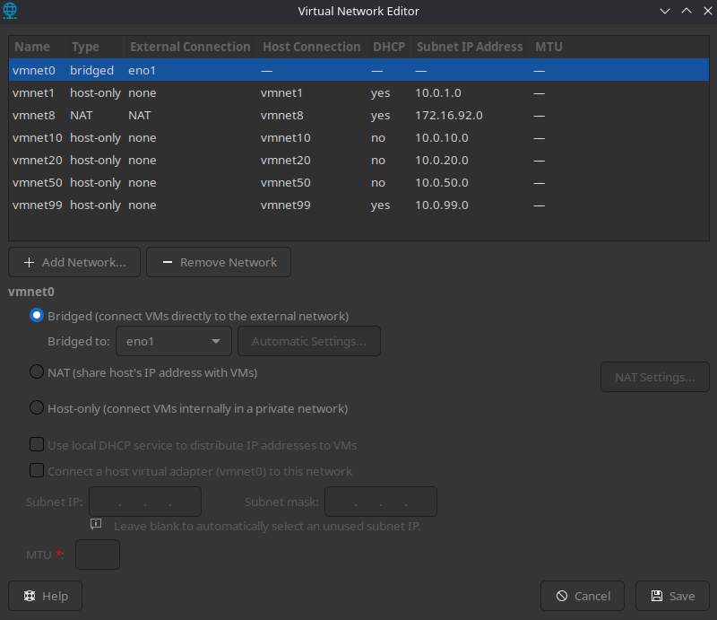 Network VLANs and interfaces