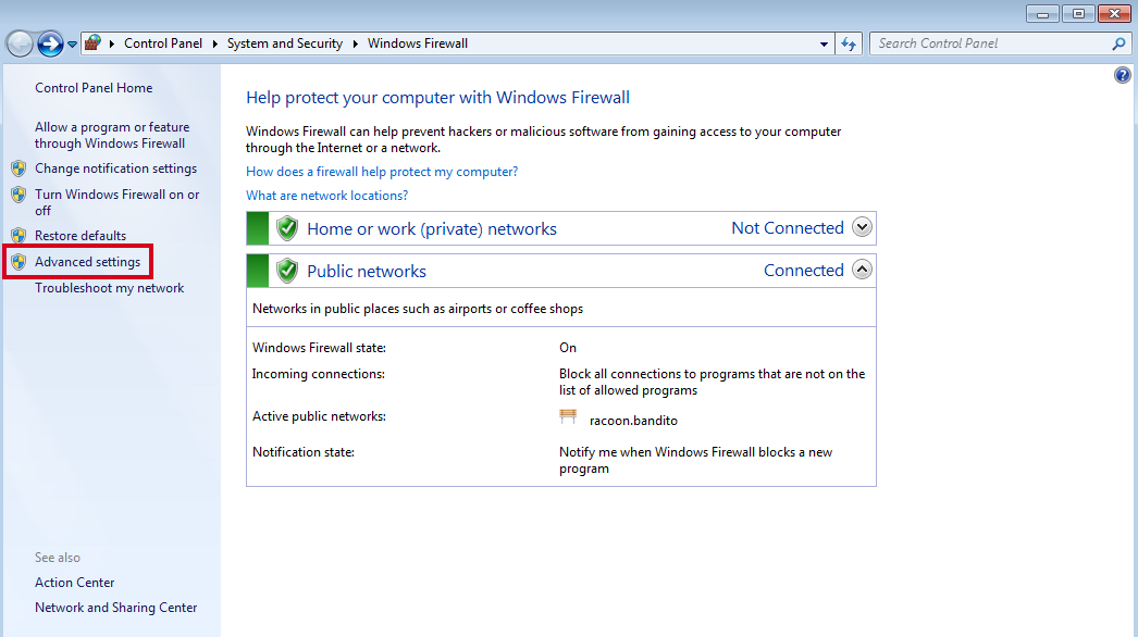 Windows 7 Firewall 1